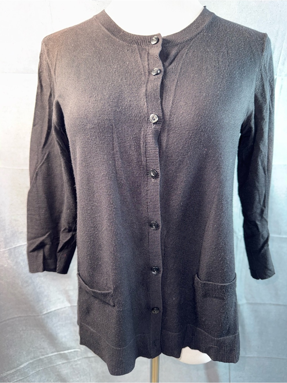 1981-Susina Black Button-Up Pocket Cardigan